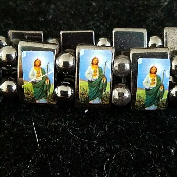 Jesus Picture Bracelet Religious Icon Stretch Wristband Christian Jewelry Unisex - Picture 4 of 4